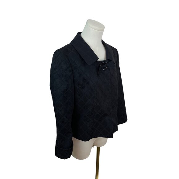 Tahari Arthur S. Levine Womens Black Diamond Blazer Textured JBSize 8 Long Sleev - Picture 2 of 8